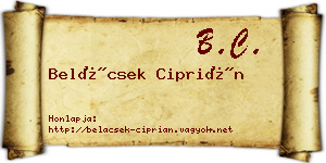 Belácsek Ciprián névjegykártya